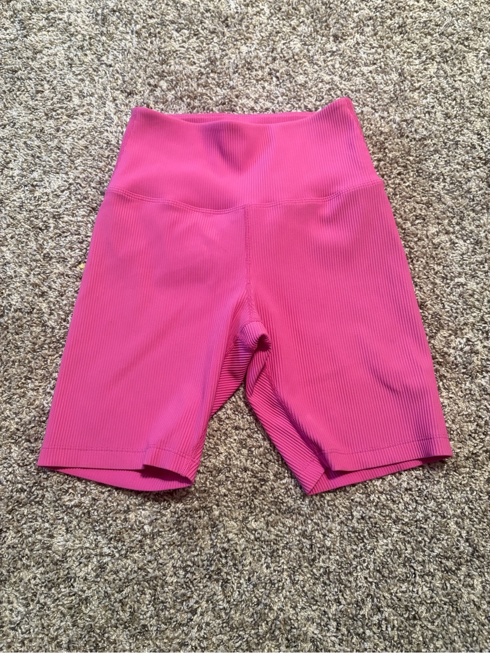 Zyia High-Waist Pink Ribbed Bike Shorts - Women